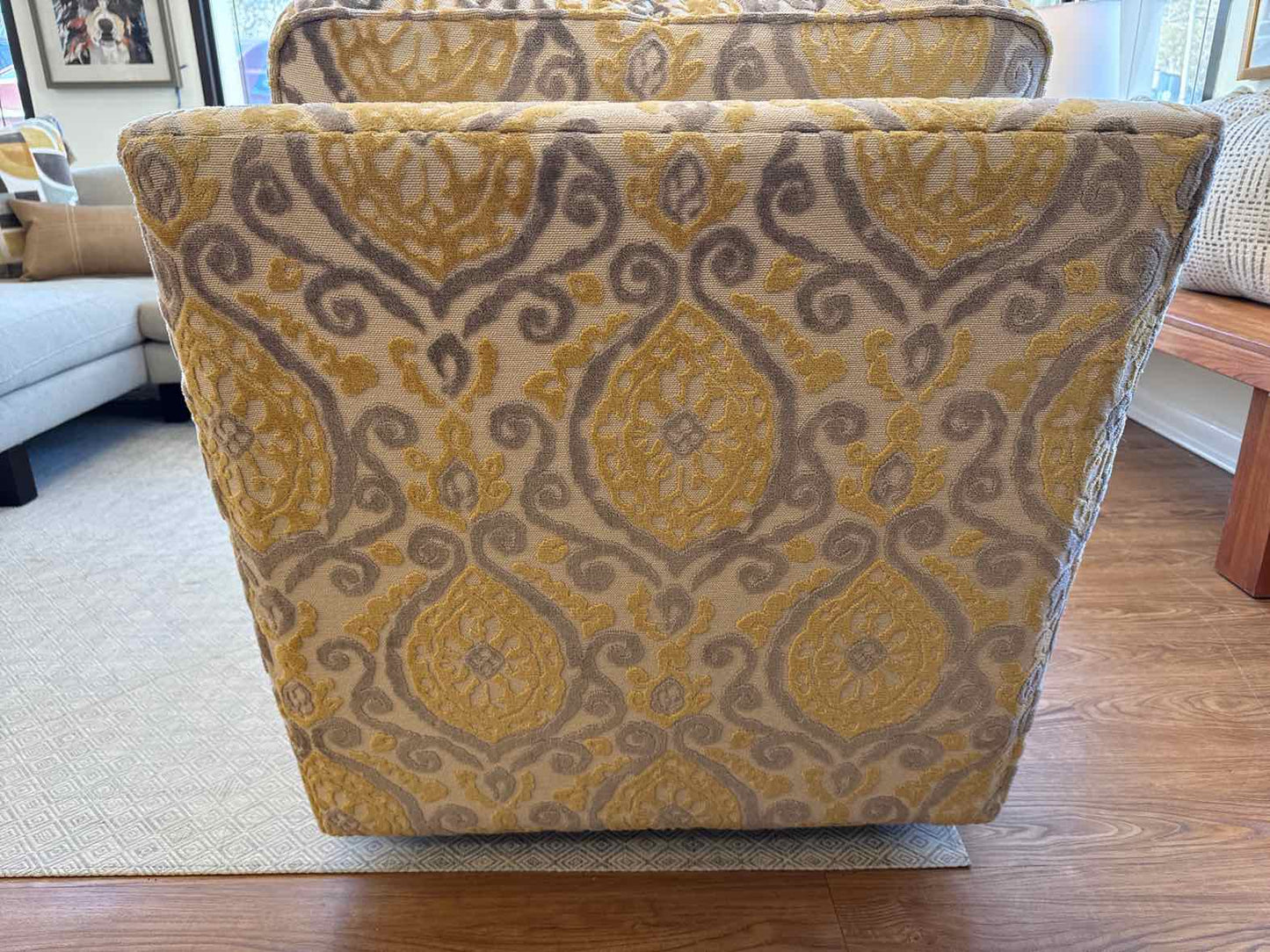 Yellow & Grey Swivel Rocker Arm Chair