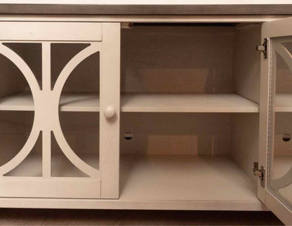 Martin Furniture Washed Gray Finish Gray Top 2 Glass Door 2 Shelf  Console