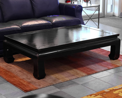 Asian Style Cocktail Table in Black Lacquer Rub-Through Finish