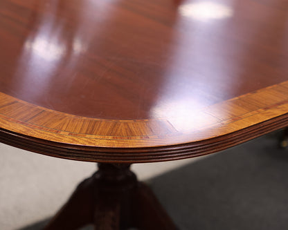 Councill Banded Mahogany Double Pedestal Dining Table with Three Leaves
