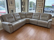 Kuka Home Grey Leather Power Reclining Sectional