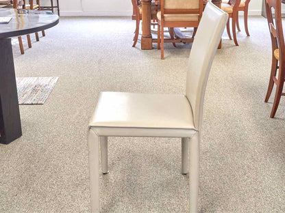 Set of 4 Crate & Barrel 'Folio' Dining Chairs in Beige Leather