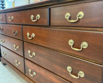 Mahogany 9 Drawer Dresser with Chippendale Brass Handles