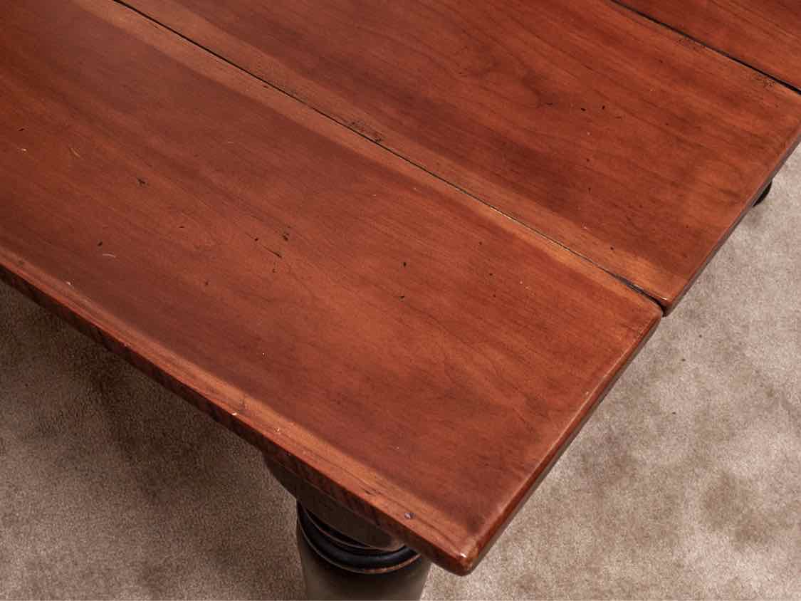 Designs In Wood Inc Cherry Plank Top Black Finish Turned Legs Cocktail Table