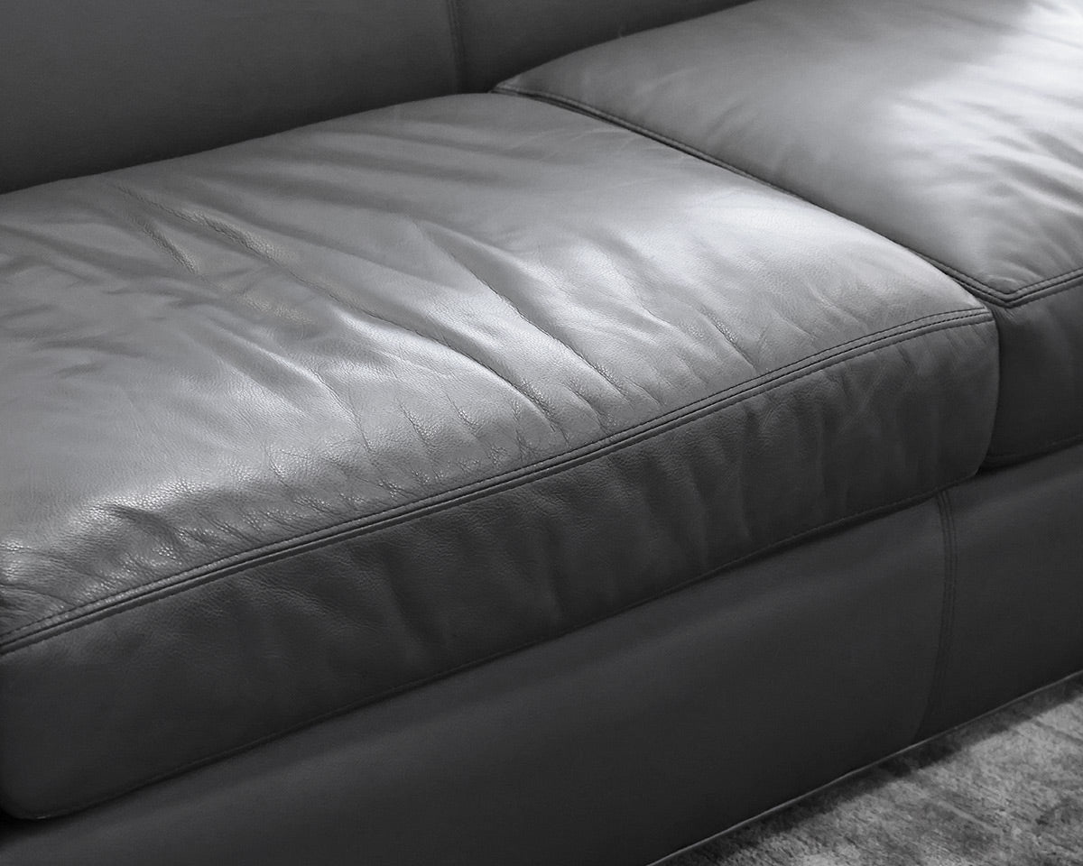 Lee Industries Two-Cushion Gray Leather Couch
