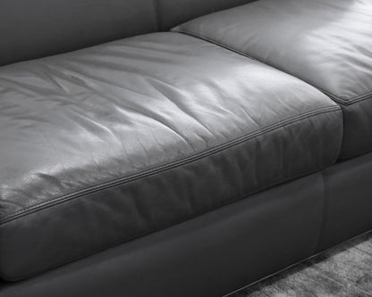 Lee Industries Two-Cushion Gray Leather Couch