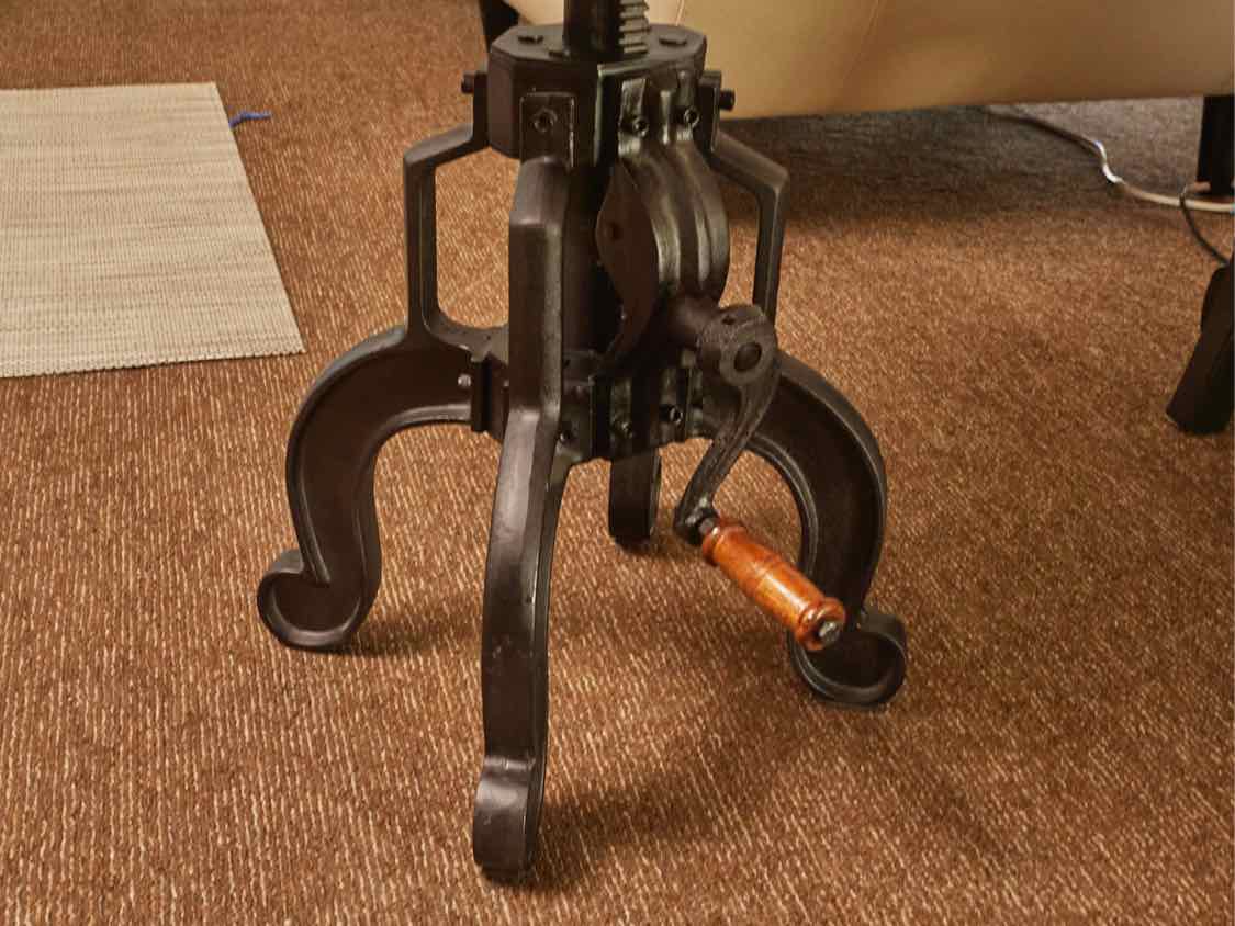 Cherry Top Round Iron Adjustable Height Accent Table