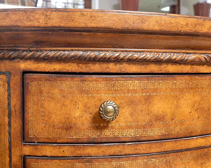 Maitland Smith Leather Tooled Bedside Chest