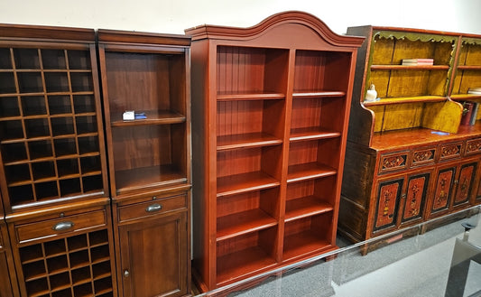 Brick Red Arched Top Double Bookcase