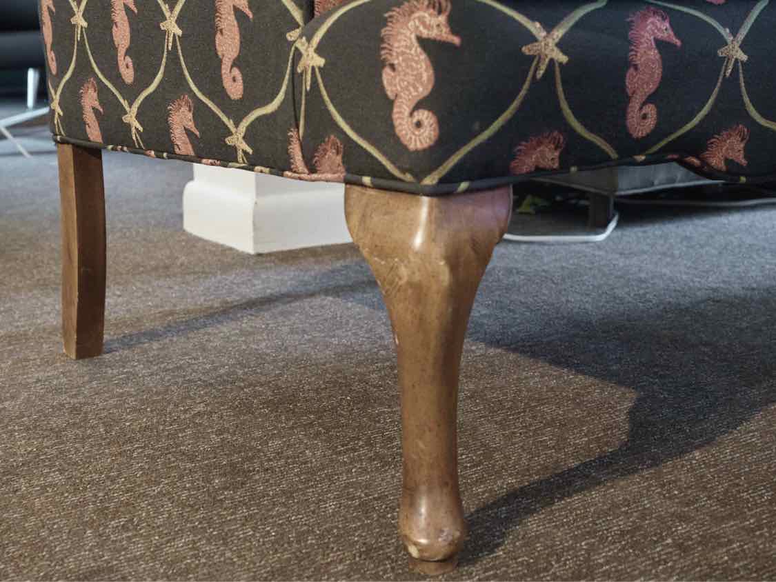 Custom Upholstered 'Seahorse & Starfish' Wing Back Chair