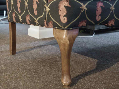 Custom Upholstered 'Seahorse & Starfish' Wing Back Chair