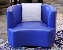Roche Bobois Tangram Swivel Chair in Cobalt Blue Leather