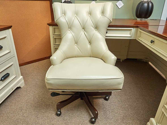 Hooker 'Cream Bone'  Tufted Leather Nailhead Trim  Office Chair