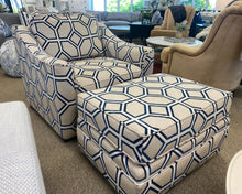 Club Chair & Ottoman in Geometric Fabric Design