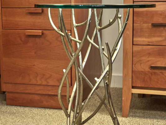 Global View Side Table in Silver Finish & Glass