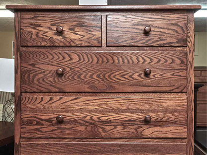 Oak 7 Drawer Chest with Wood Knobs