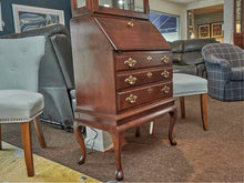 Cherry Secretary Desk with Drop Front & Glass Pane Door Top