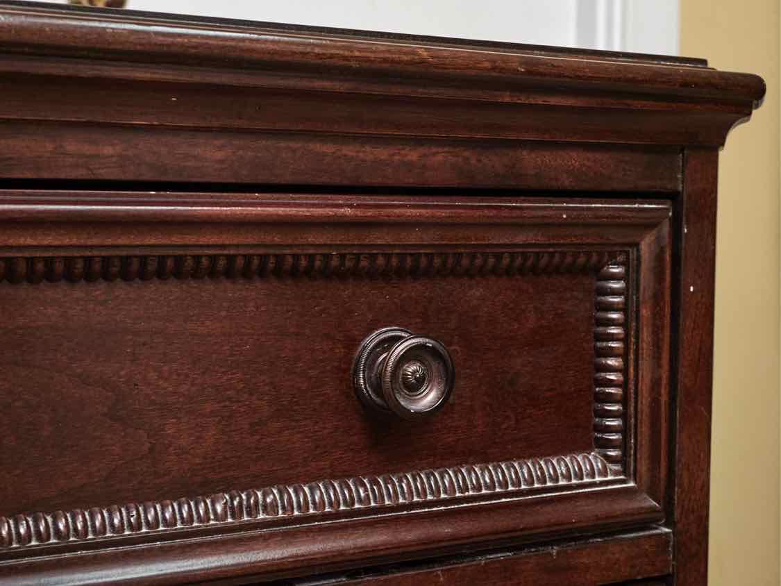 Pair of Bassett 3 Drawer Nightstand in Dark Stain Finish