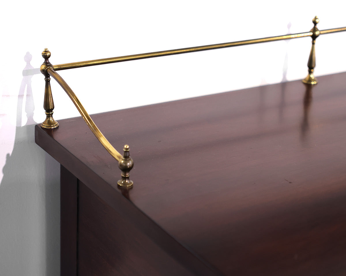 Henkel Harris Inlaid Mahogany Server with Brass Gallery Rail
