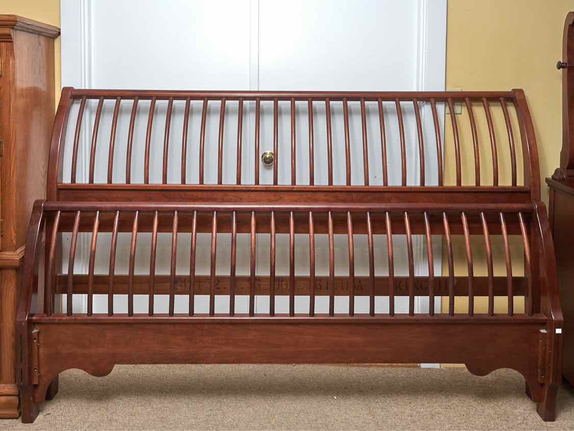 Kincaid Cherry Shaker Style Sleigh King Bed Includes Siderails  & Support Slats