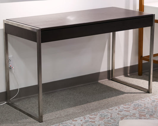 Dark Walnut Writing Desk With Chrome Base