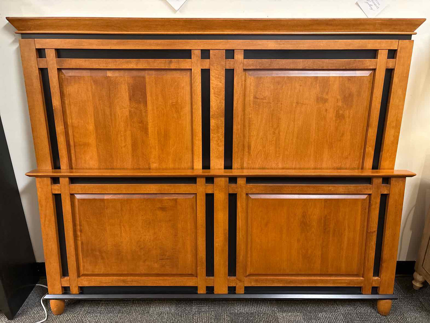 Maple Queen Bed with Geometric Pattern