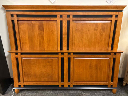 Maple Queen Bed with Geometric Pattern