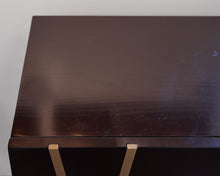 Dark Wooden Sideboard With Golden X Patterns