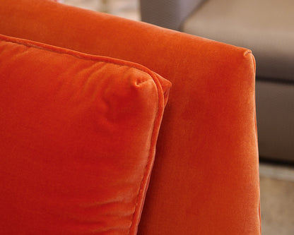 Pair of Vintage MCM Orange Velvet Lounge Chairs