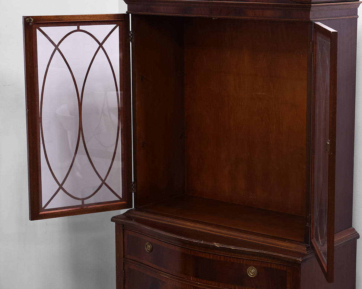 Single Piece Mahogany China Cabinet