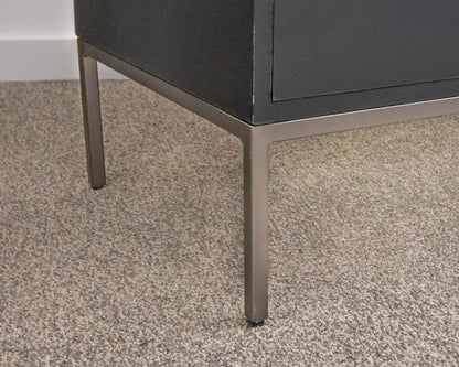 Four Hands 7 Drawer Trey Dresser In Black Wash Poplar Finish On Slim Iron Legs