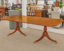 Mahogany Regency Style Pedestal Dining Table On Curved Reeded Splayed Legs