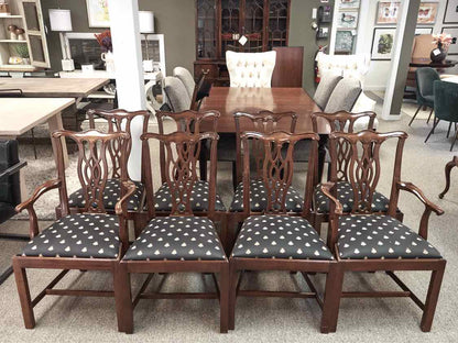 Set of 8 Chippendale Mahogany Dining Chairs with Uphostered Seats