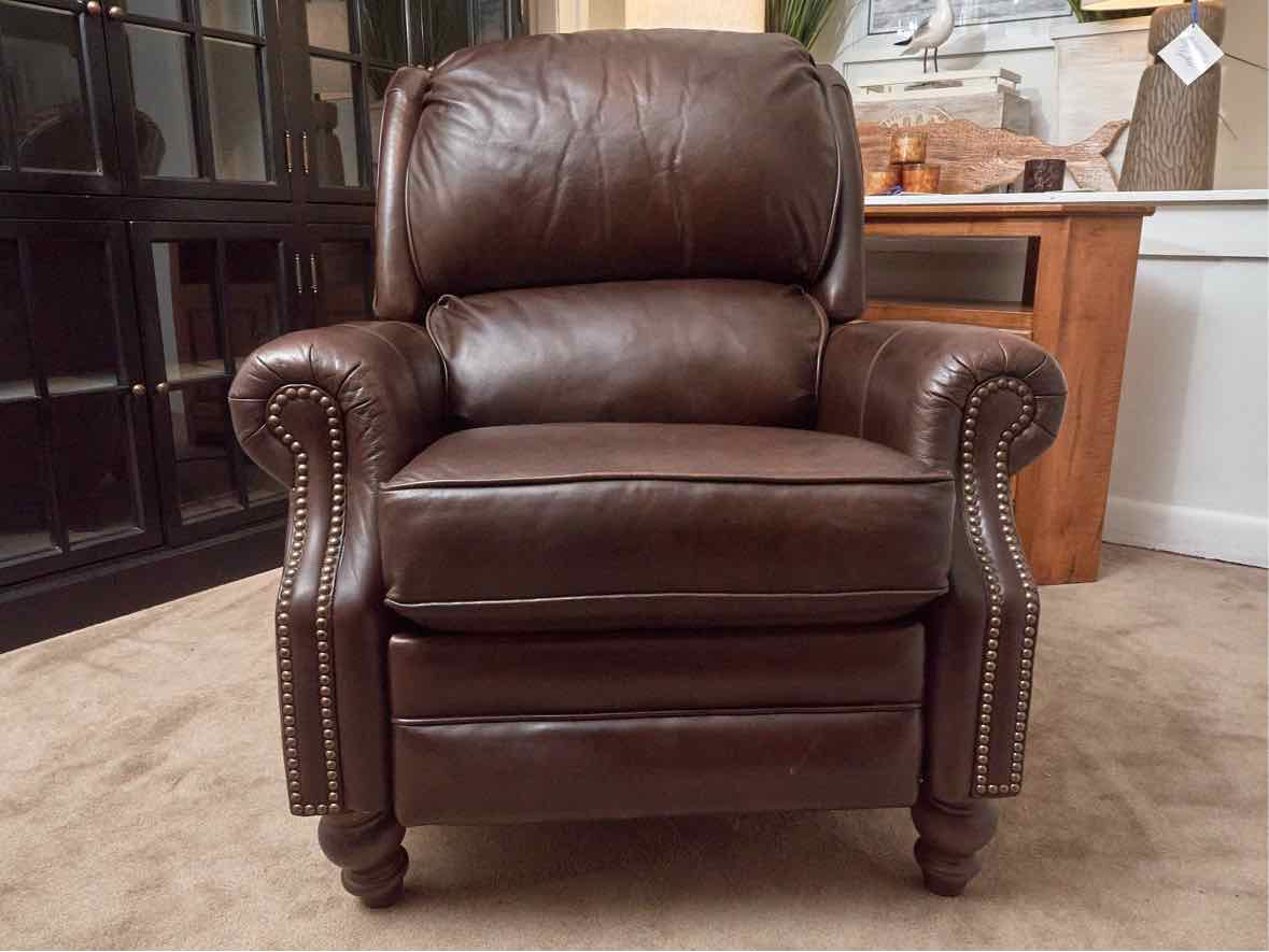 Espresso Brown Bonded  Leather Nailhead Trim  Power Recliner