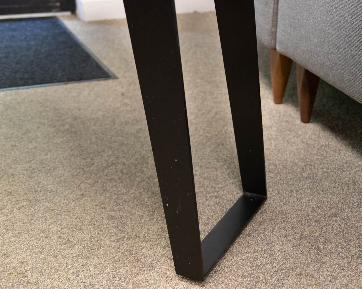 Crate & Barrel Yukon Weathered Grey Live Edge Solid Wood & Metal Console Table