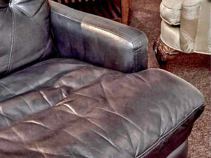 Pair Of  Dark Grey Leather Chairs