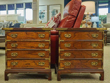 Pair of Asian  Walnut 4 Drawer Nightstands