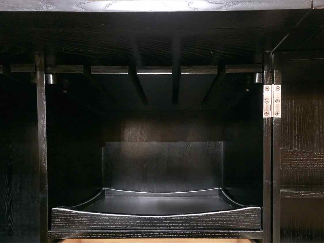 Black Steamer Bar Cabinet with Flip Top & Swing Out Doors