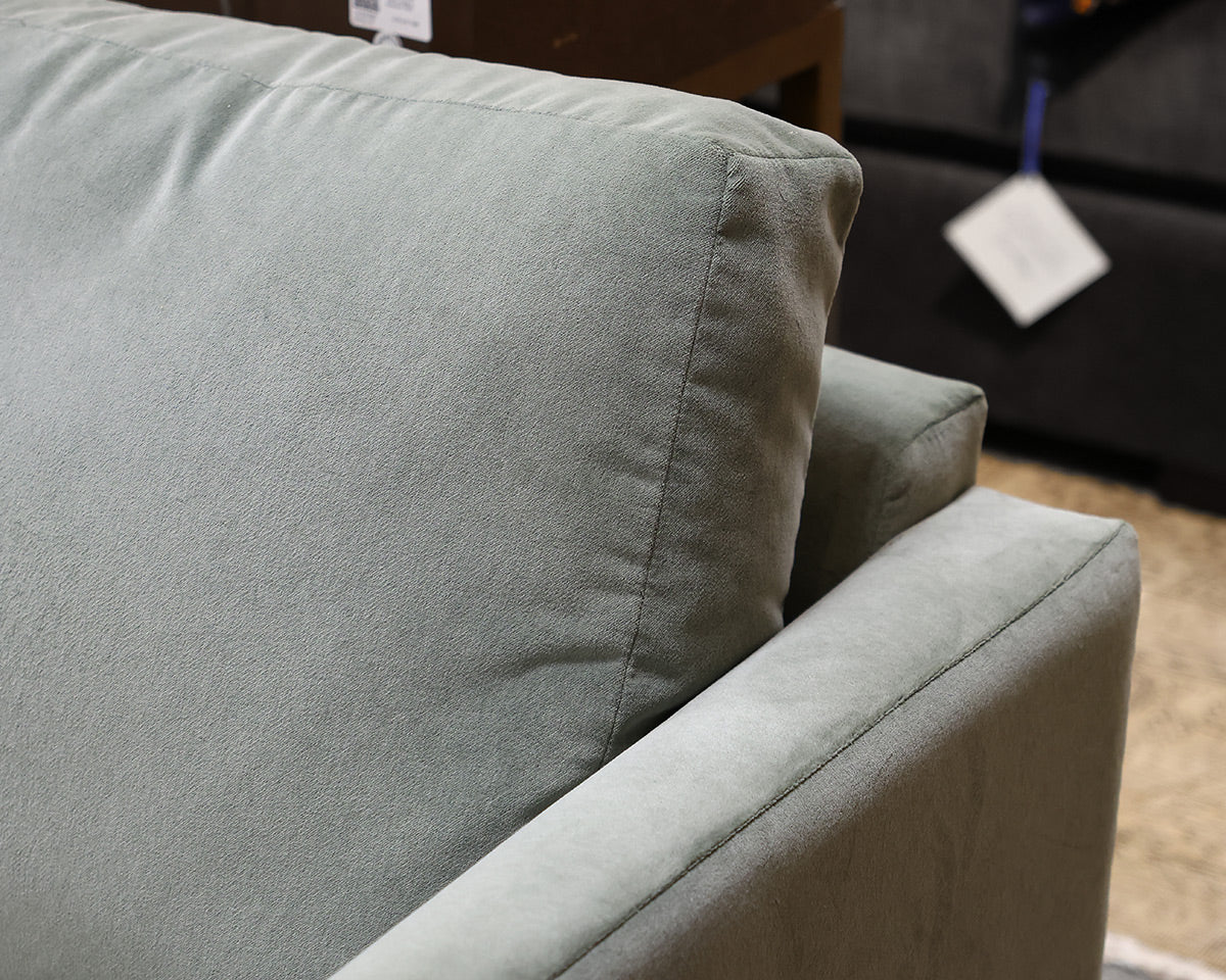 American Leather Bench Cushion Velvet Sofa
