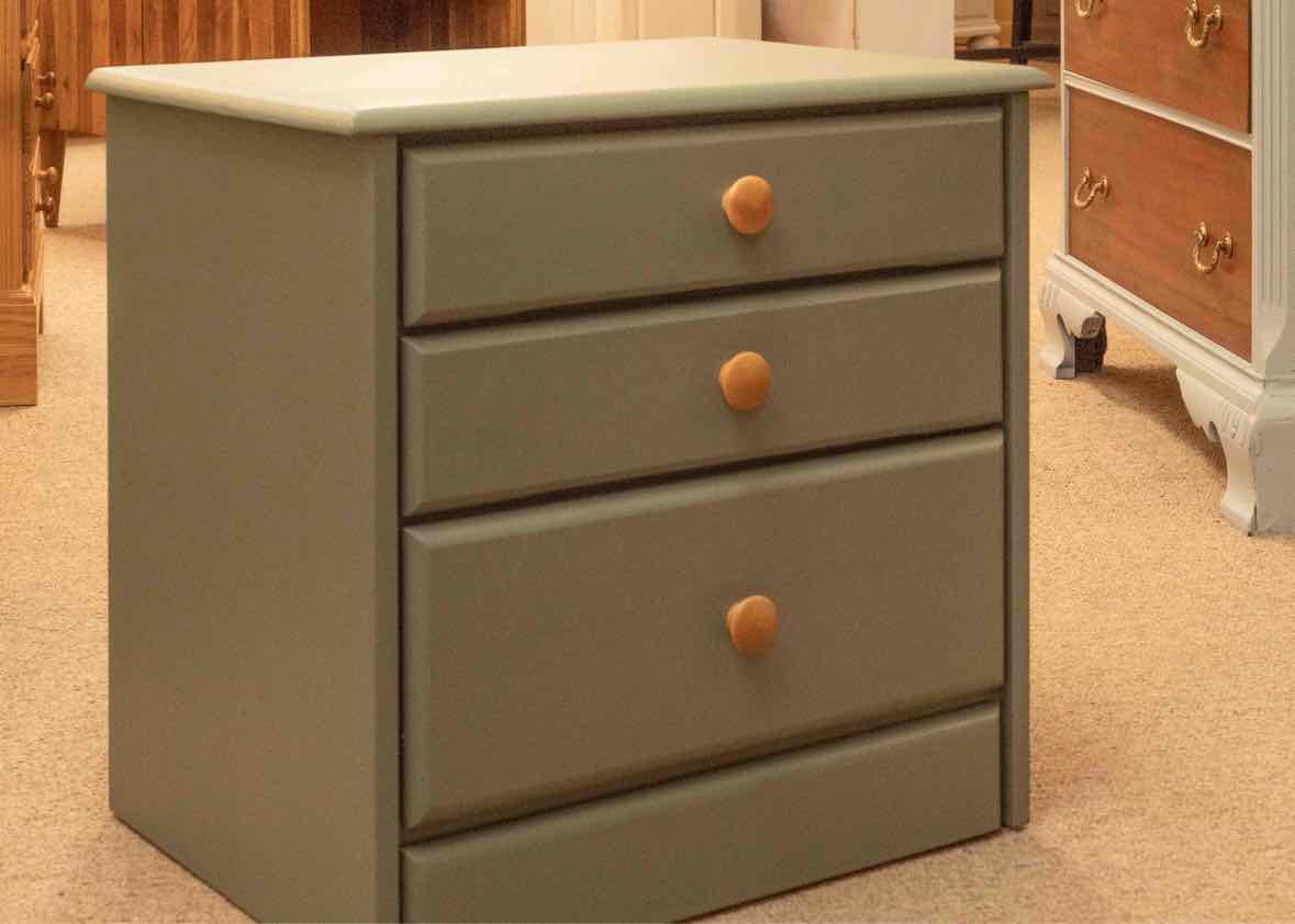 Pair of Eucalptus Green Finish 3 Drawer Nightstands