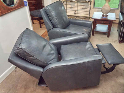 Pair of Blue Leather Power  Recliners