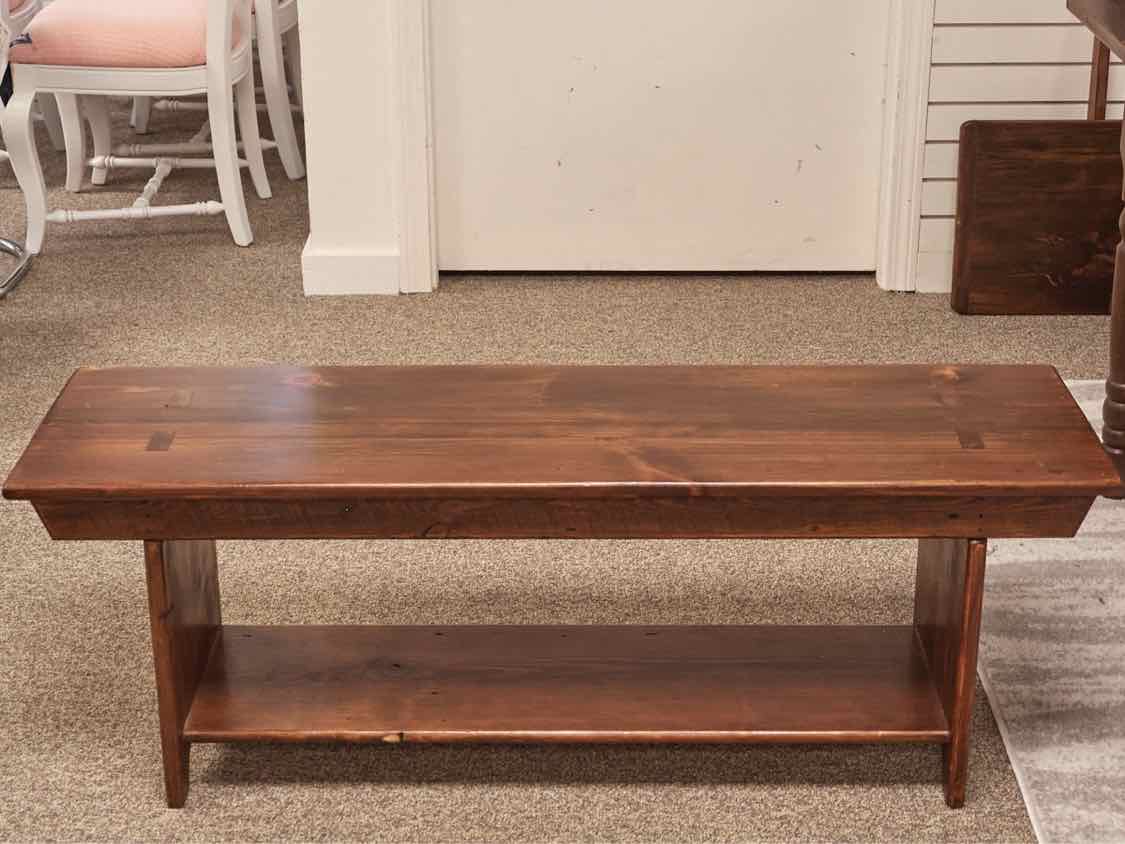 Pair of Amish Style Benches with Lower Shelf