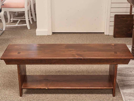 Pair of Amish Style Benches with Lower Shelf