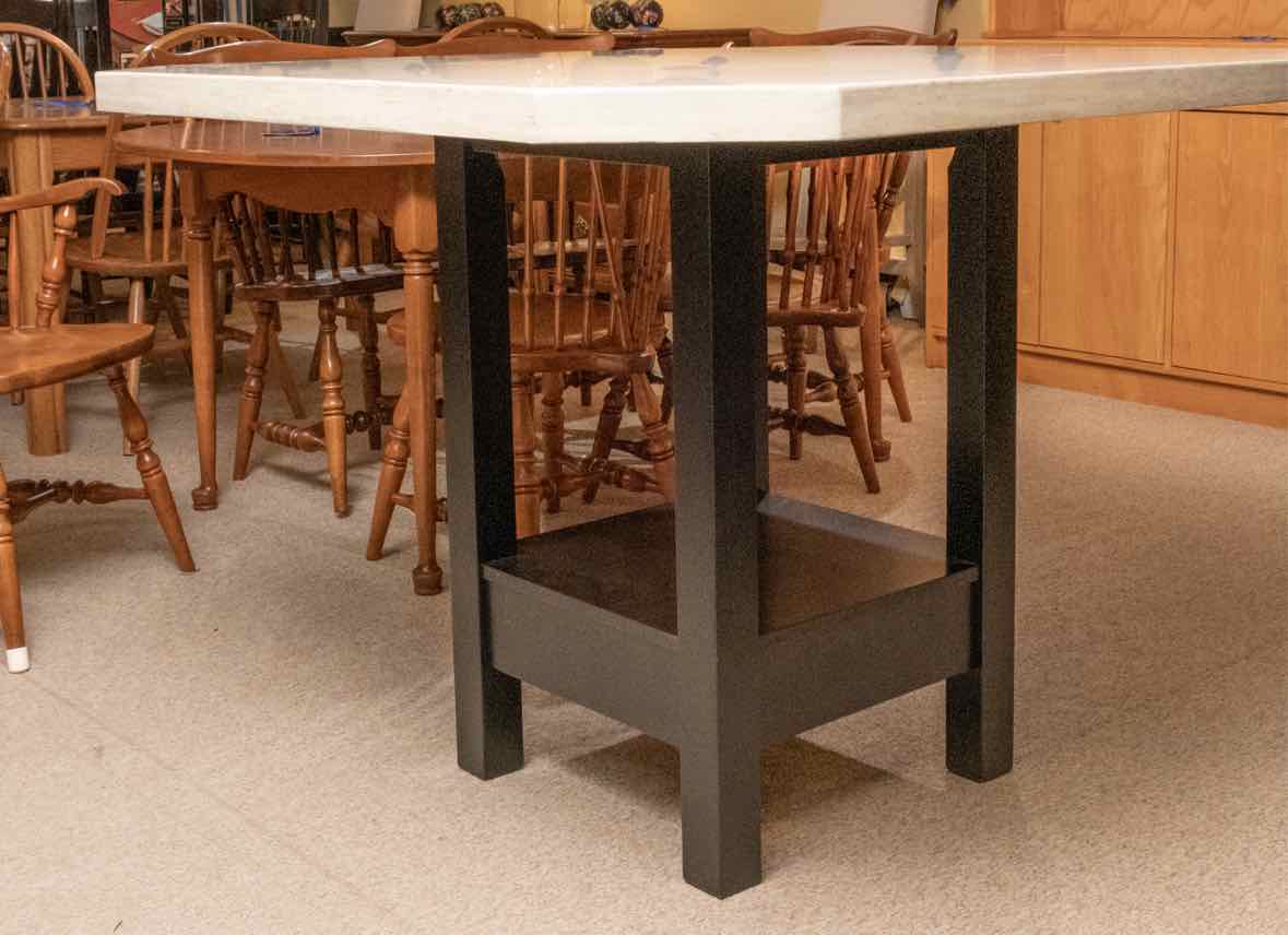 High Top Table Faux Stone Top  Black Finish Base