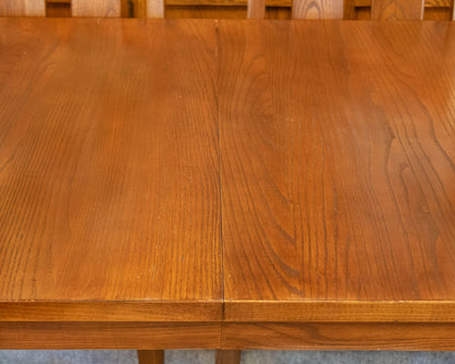 Ethan Allen Mission Oak Dining Table & Set Of 6 Upholstered Chairs