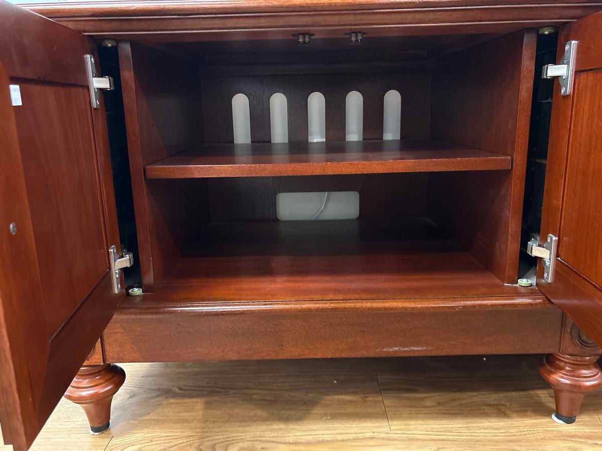 Ethan Allen Cherry 4 Door With Rattan Accents  Console