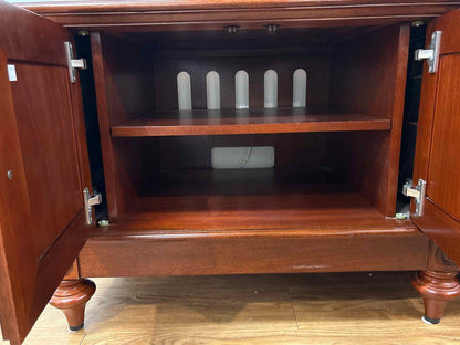 Ethan Allen Cherry 4 Door With Rattan Accents  Console