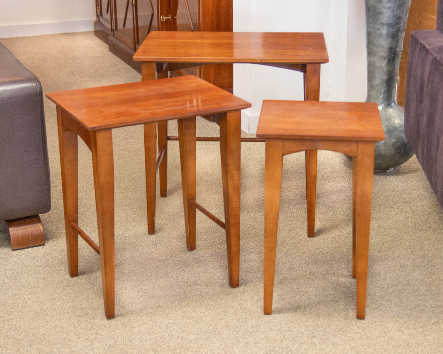 Set of Three Solid Cherry Nesting Tables