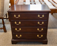 Henkel Harris Mahogany Bedside Chest with Brass Chippendale Pulls