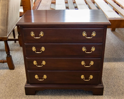 Henkel Harris Mahogany Bedside Chest with Brass Chippendale Pulls